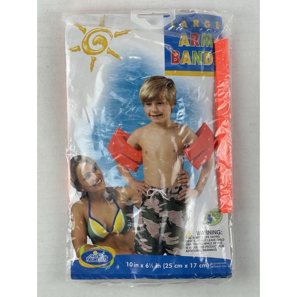 INTEX Arm Bands Child Swim Aide Large Pool Water Wings Floaties Neon 1 Pair Rare